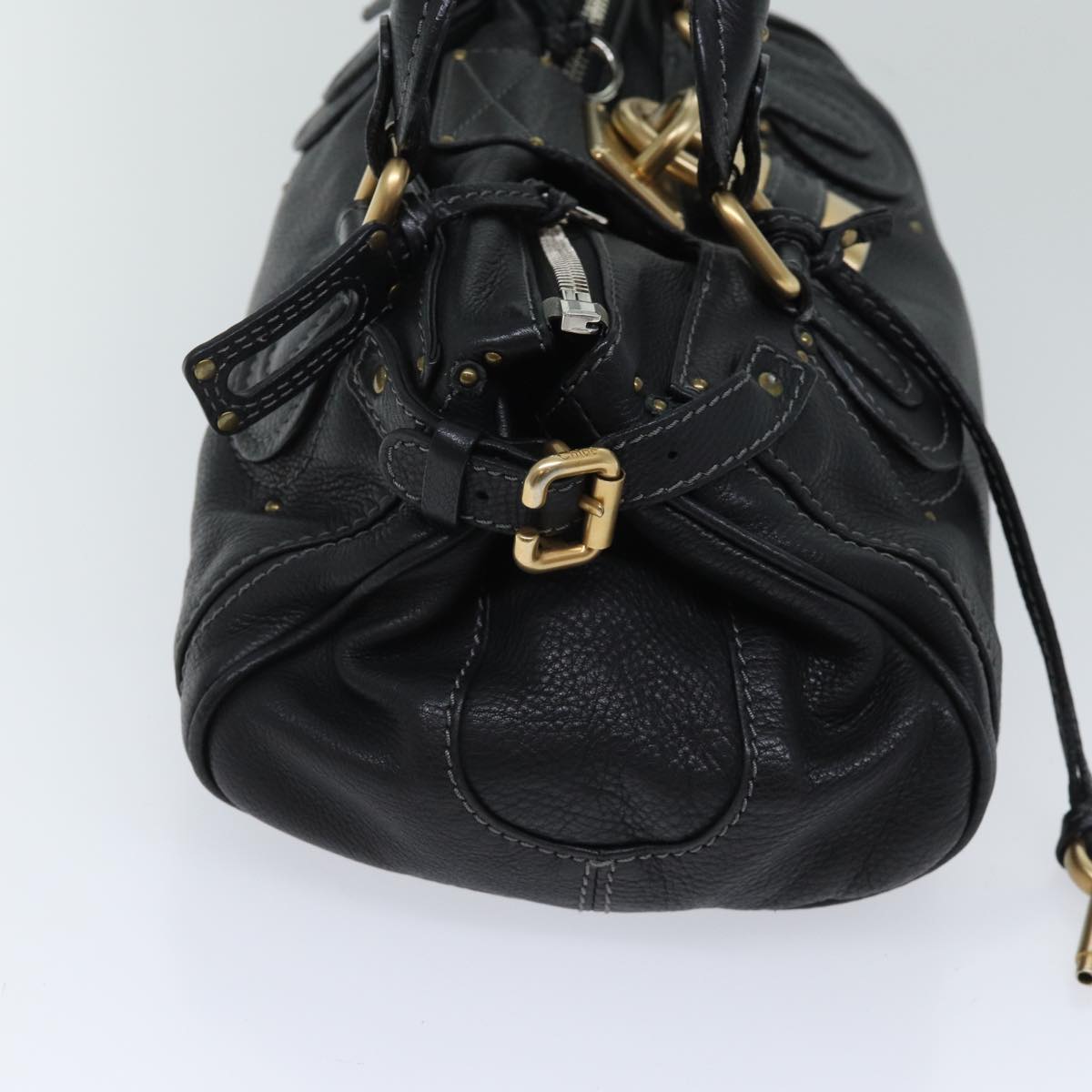 Chloe Paddington Shoulder Bag Leather Black Auth ep4004