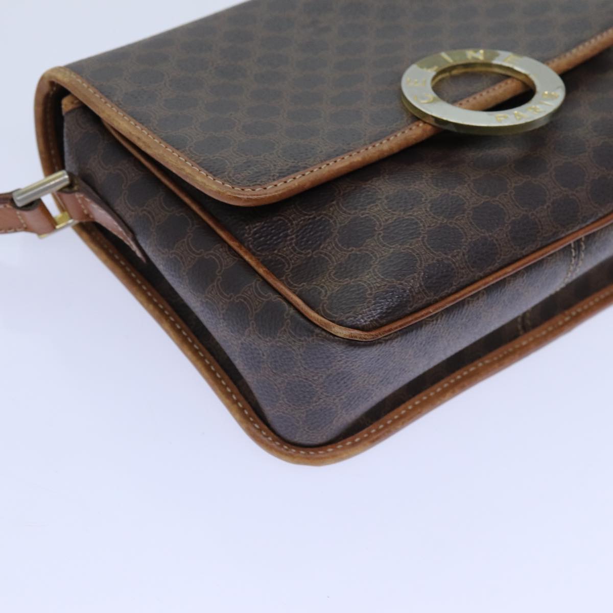 CELINE Macadam Canvas Shoulder Bag PVC Brown Auth ep4008