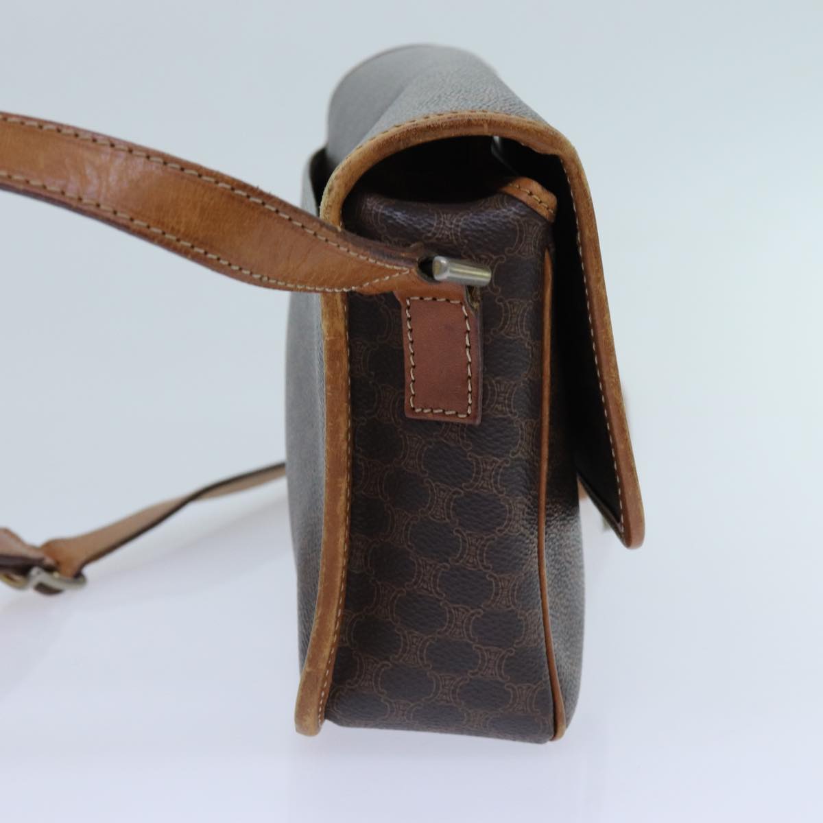 CELINE Macadam Canvas Shoulder Bag PVC Brown Auth ep4008