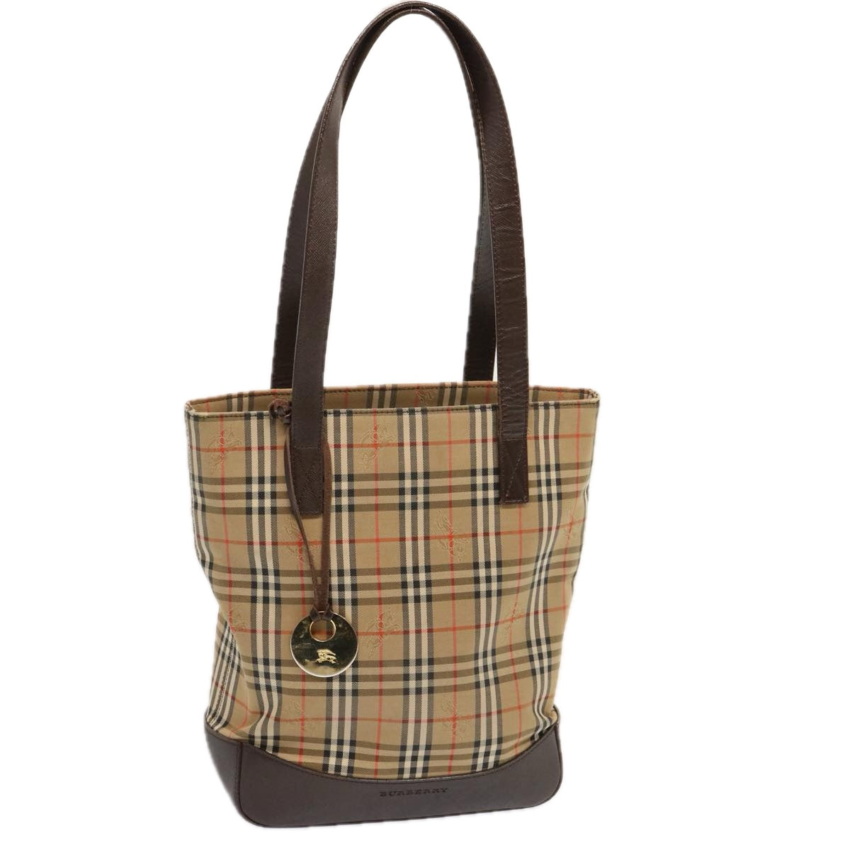 BURBERRY Nova Check Tote Bag Canvas Beige Black Auth ep4012