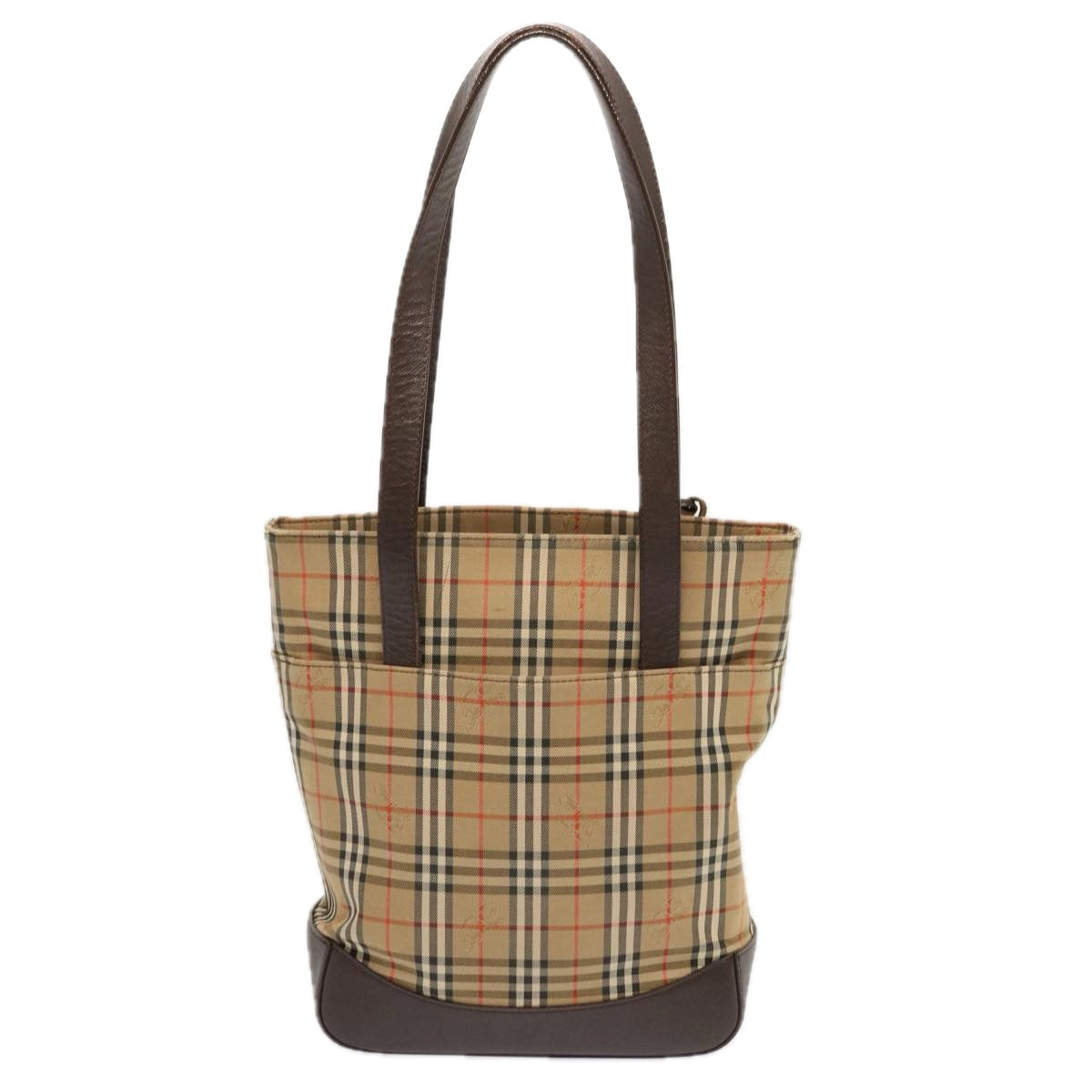 BURBERRY Nova Check Tote Bag Canvas Beige Black Auth ep4012