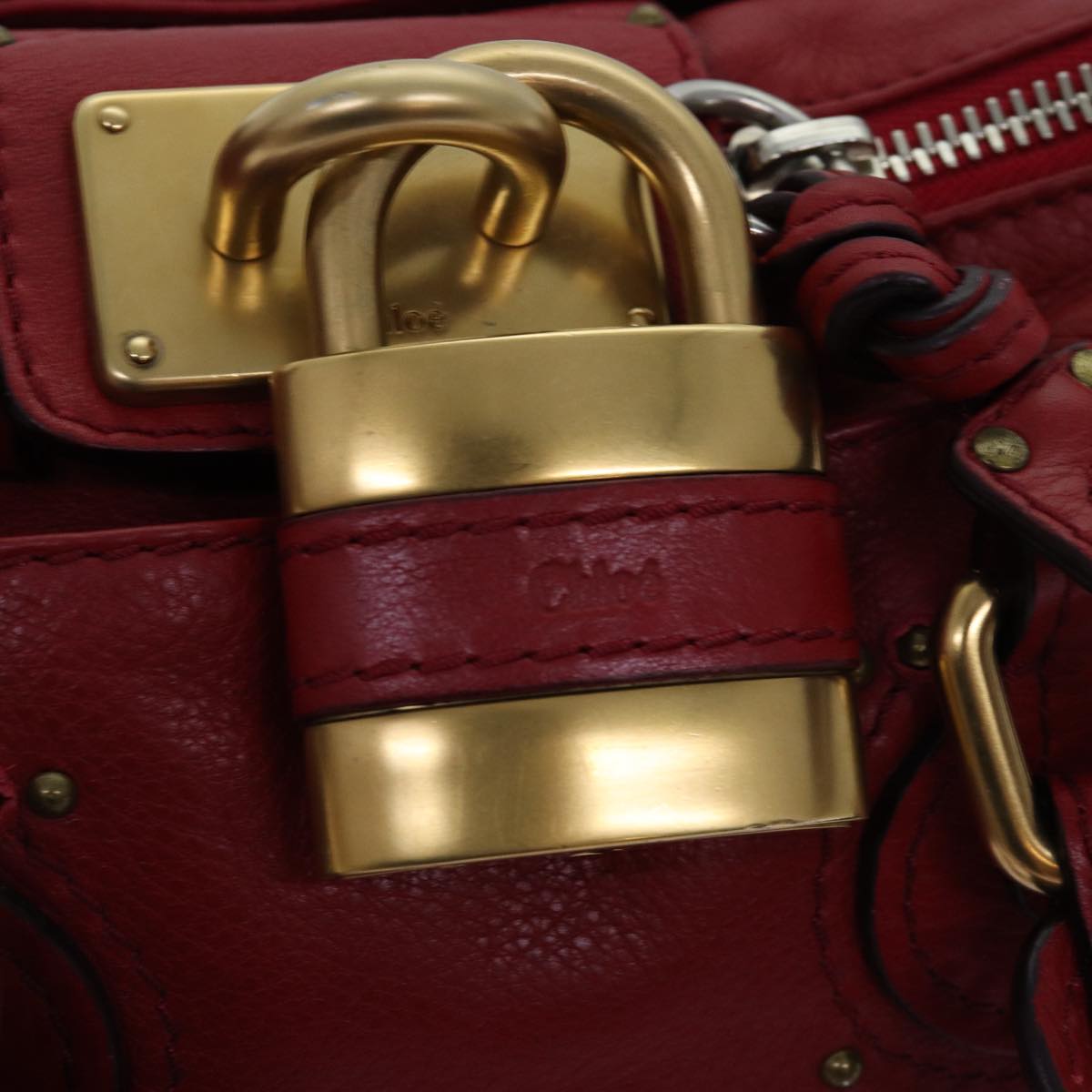 Chloe Paddington Mini Hand Bag Leather Red Auth ep4030