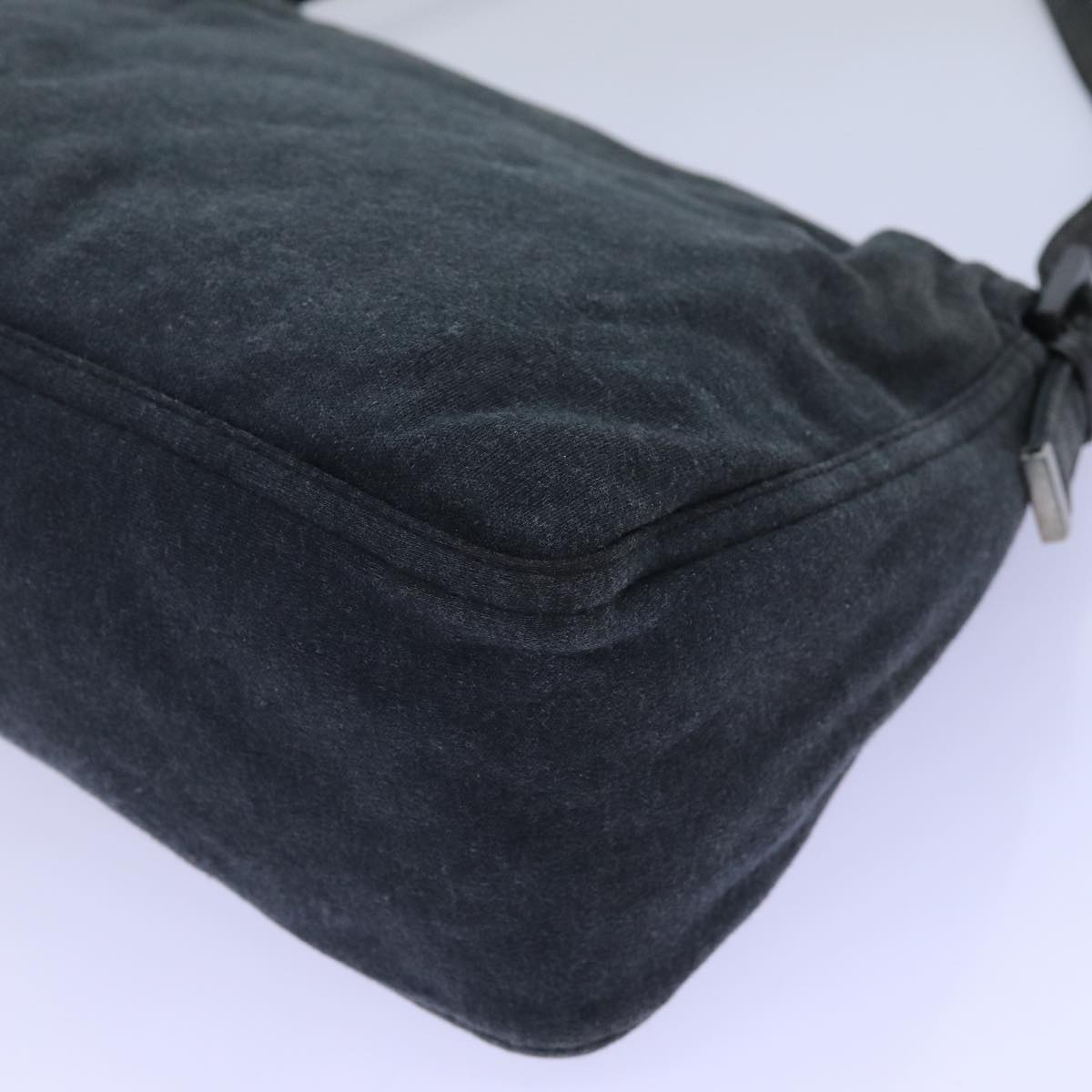 FENDI Mamma Baguette Shoulder Bag Cotton Gray Auth ep4032