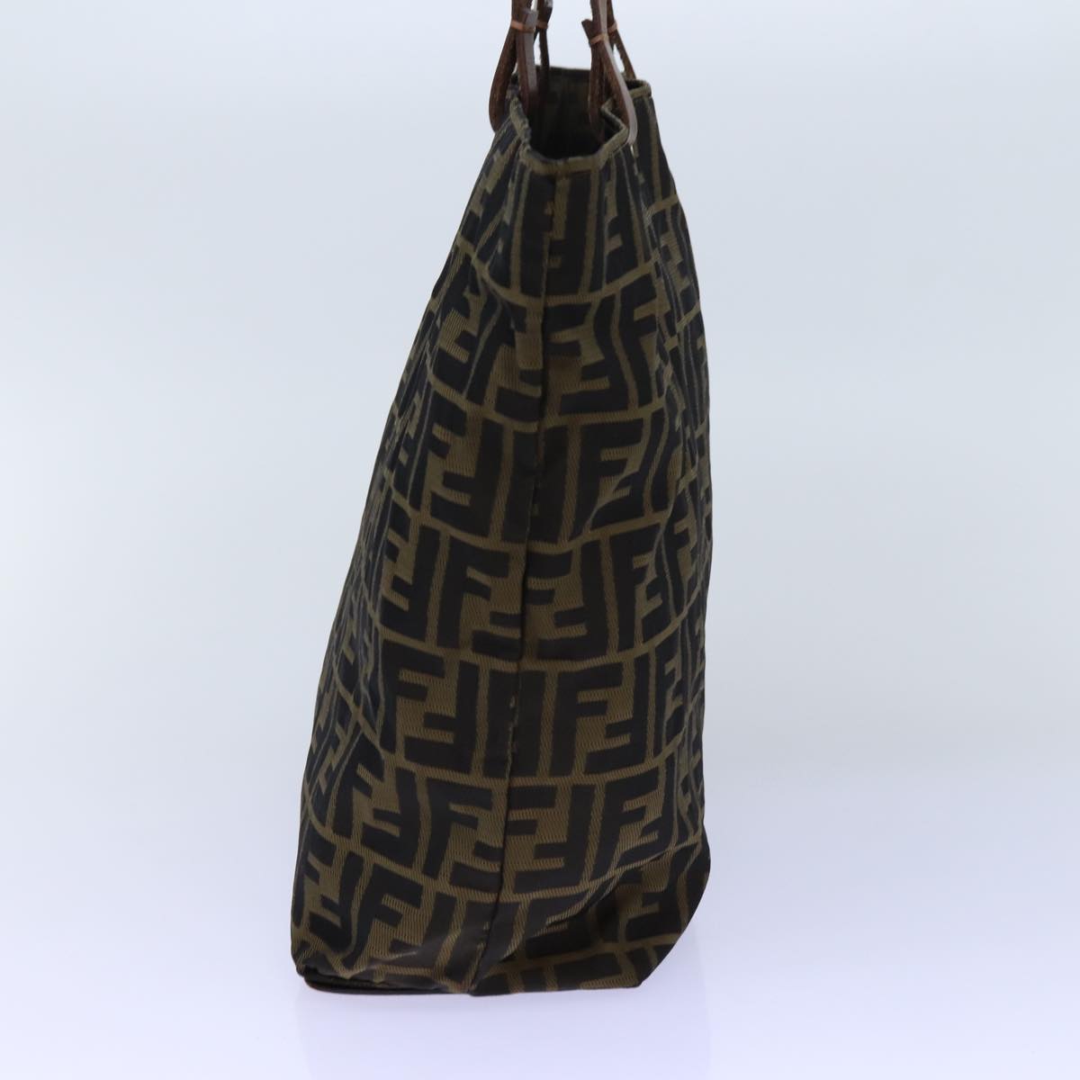 FENDI Zucca Canvas Tote Bag Black Brown Auth ep4053
