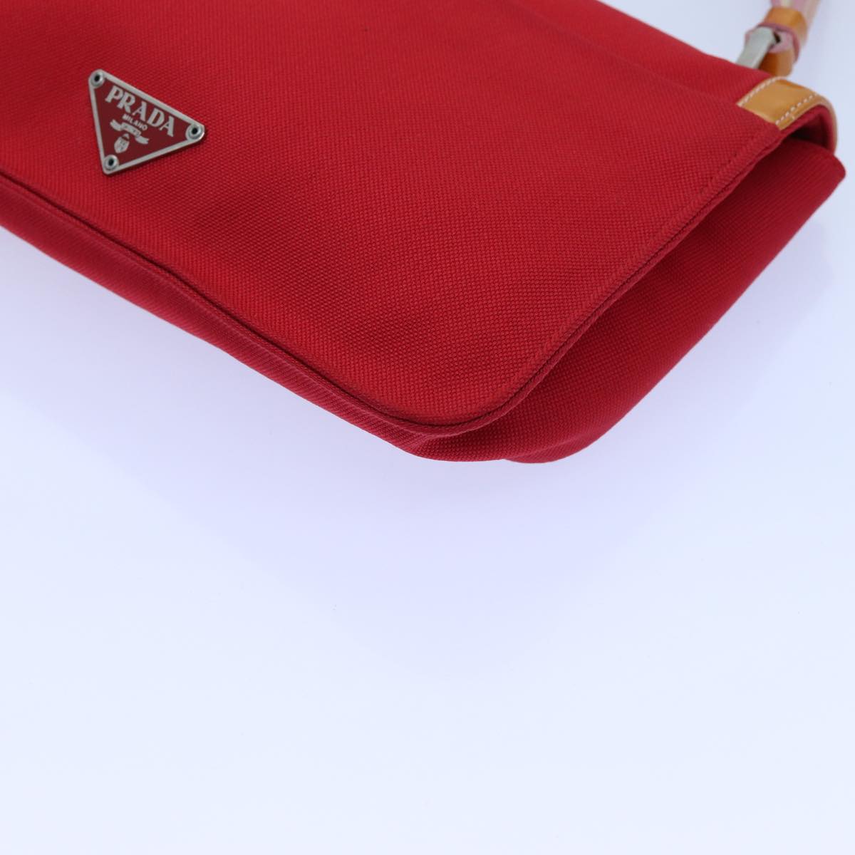 PRADA Shoulder Bag Canvas Red Auth ep4056