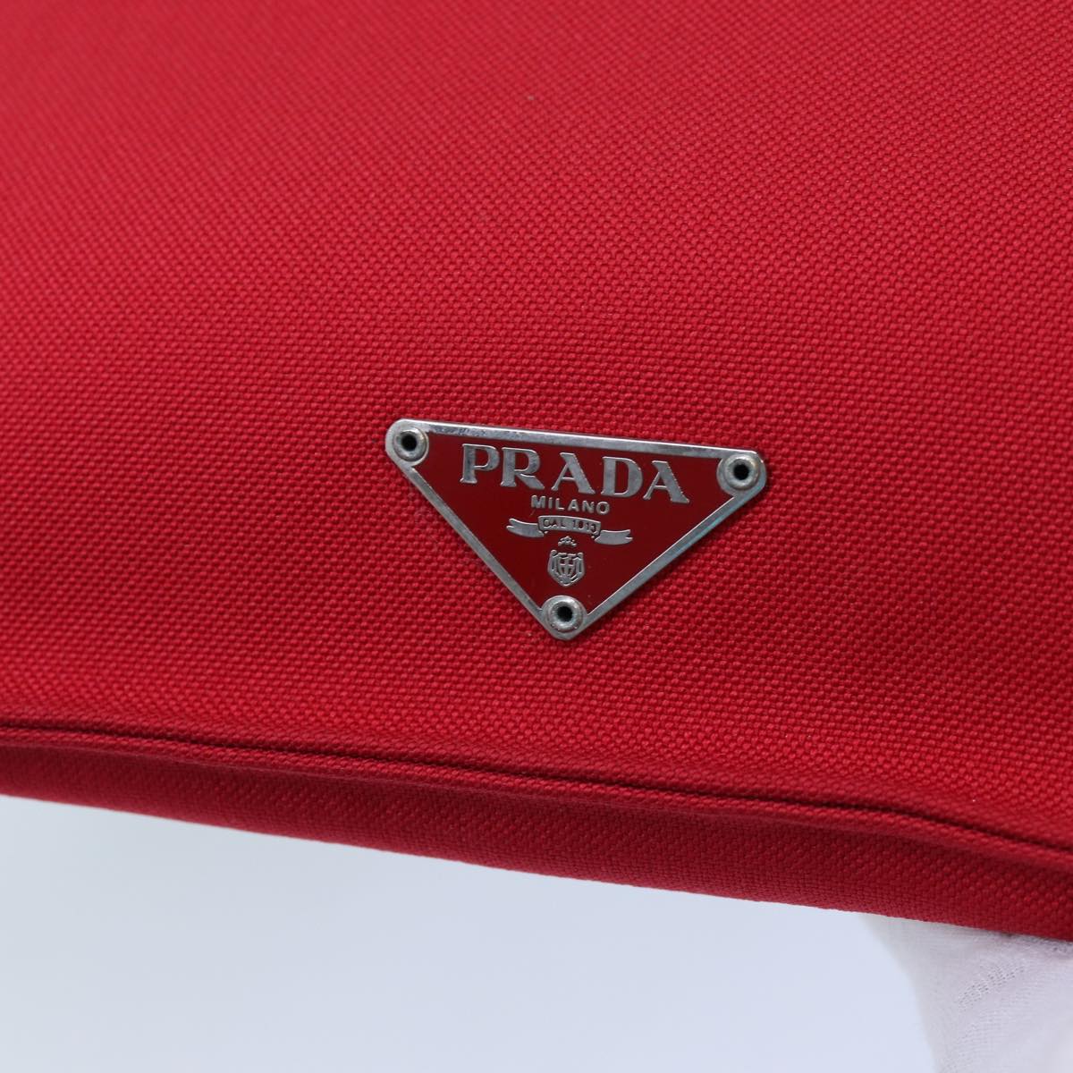 PRADA Shoulder Bag Canvas Red Auth ep4056