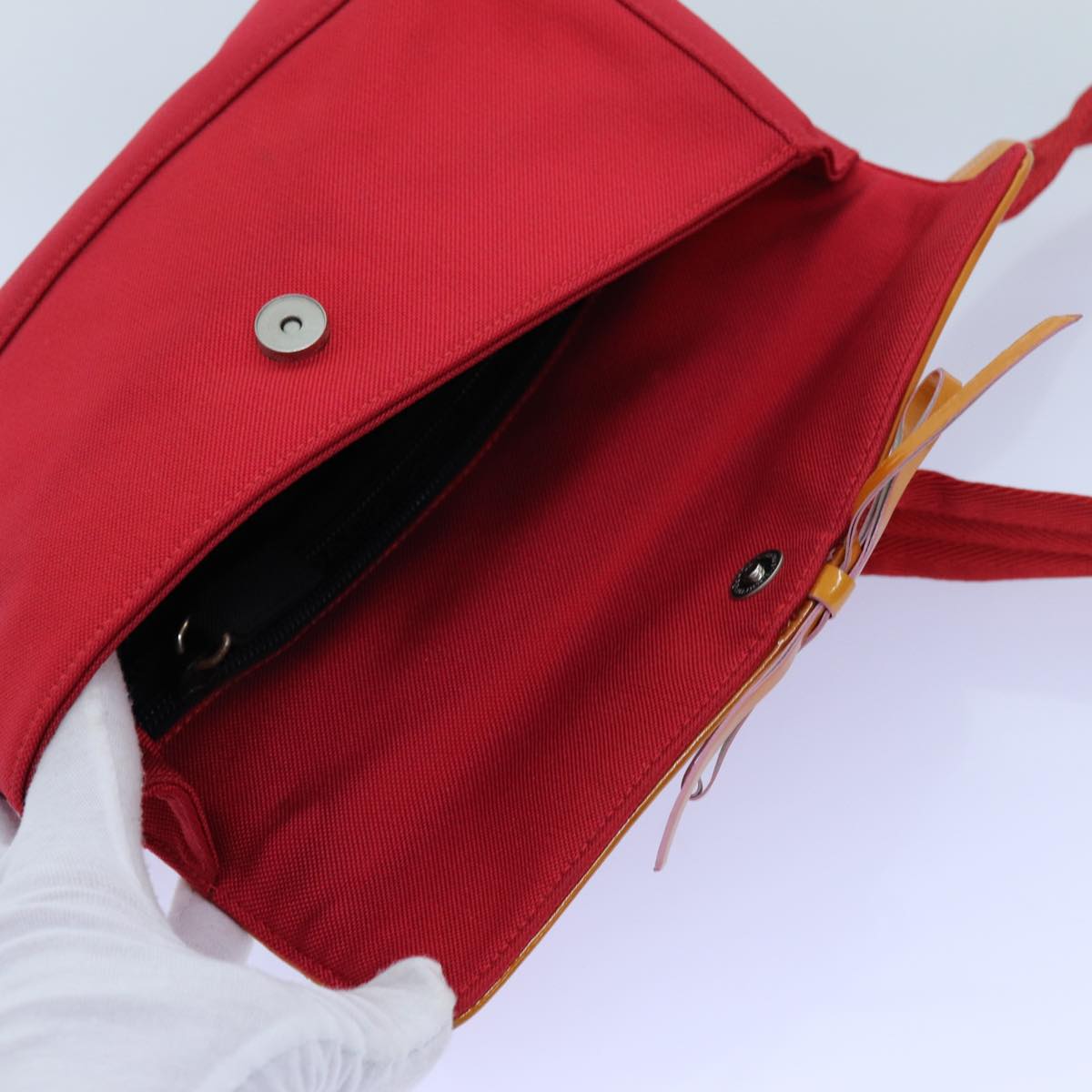 PRADA Shoulder Bag Canvas Red Auth ep4056