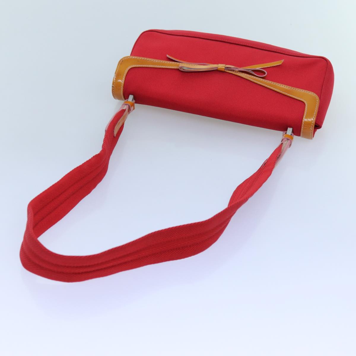 PRADA Shoulder Bag Canvas Red Auth ep4056