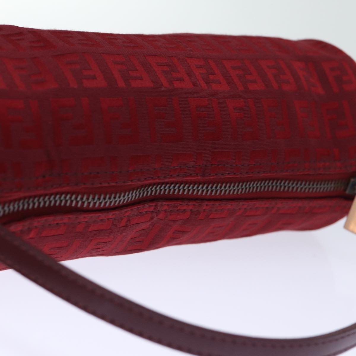 FENDI Zucchino Canvas Hand Bag Red Auth ep4059
