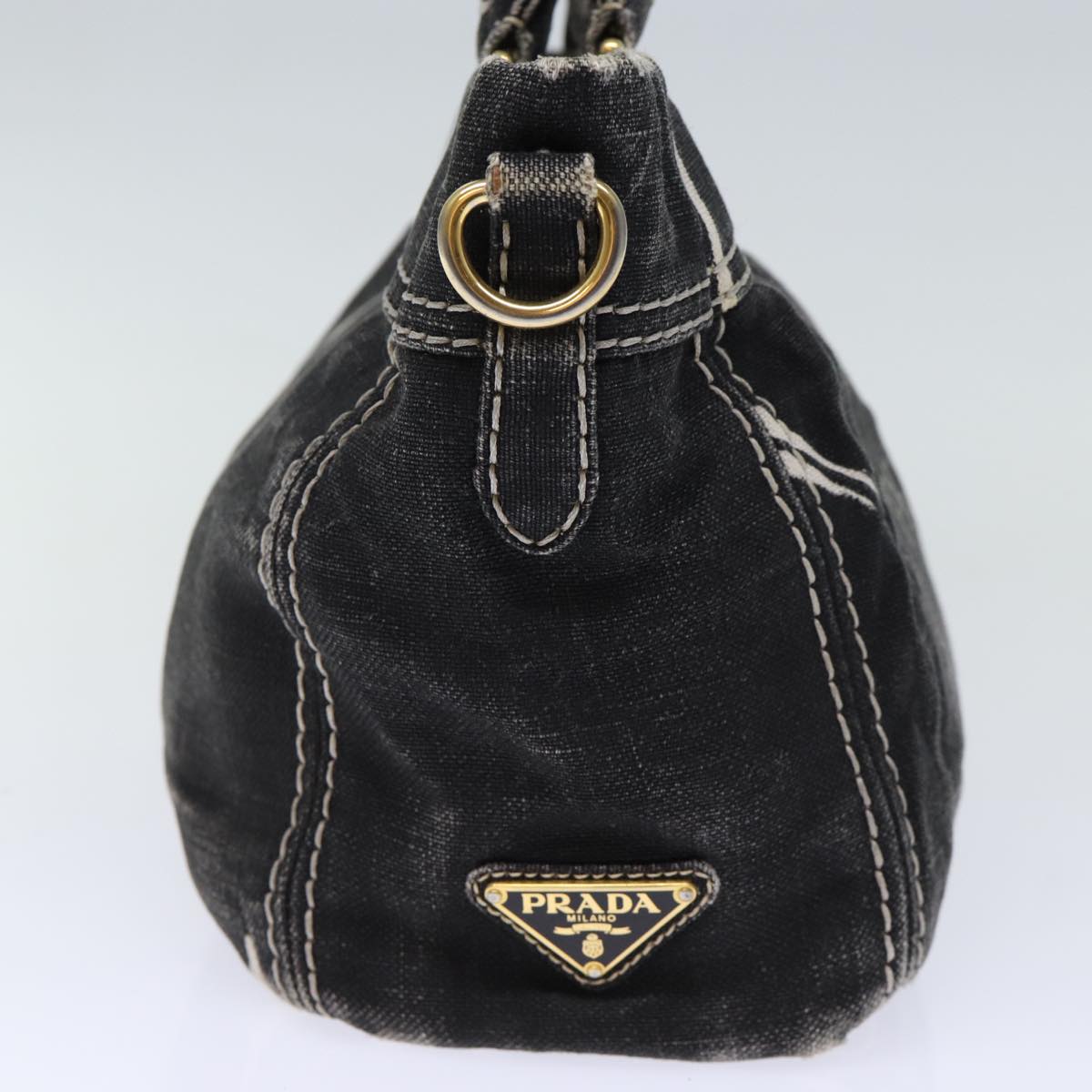 PRADA Hand Bag Canvas Black Auth ep4062