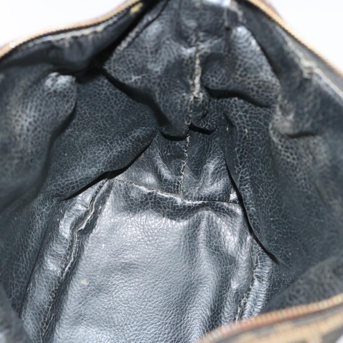 FENDI Zucca Canvas Hand Bag Brown Black Auth ep4066
