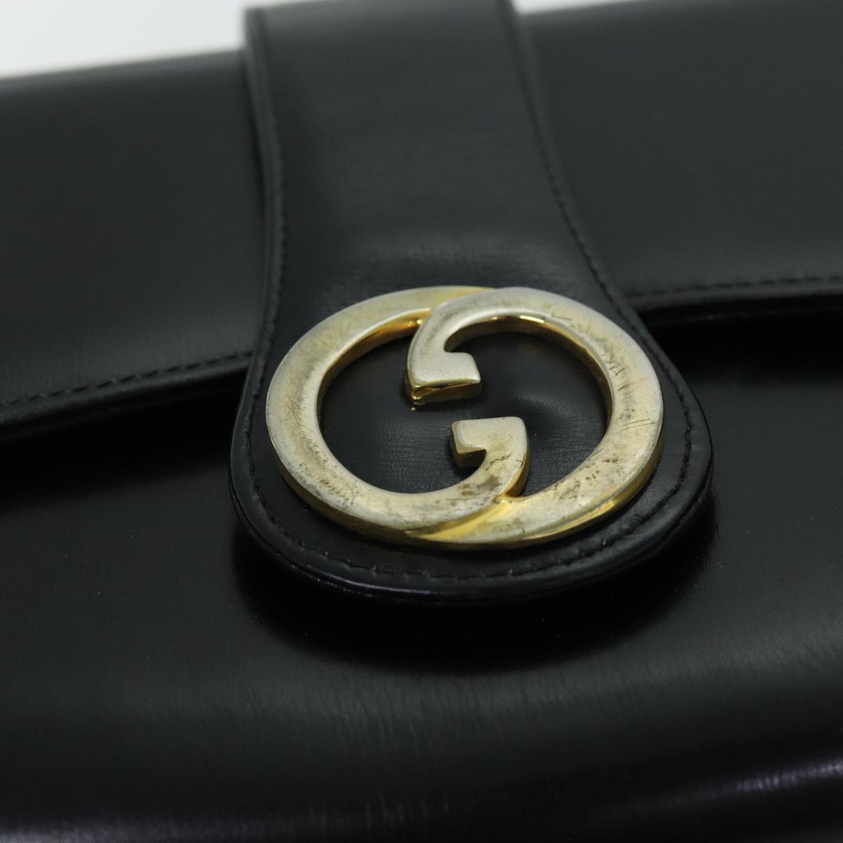 GUCCI Shoulder Bag Leather Black Auth ep4082