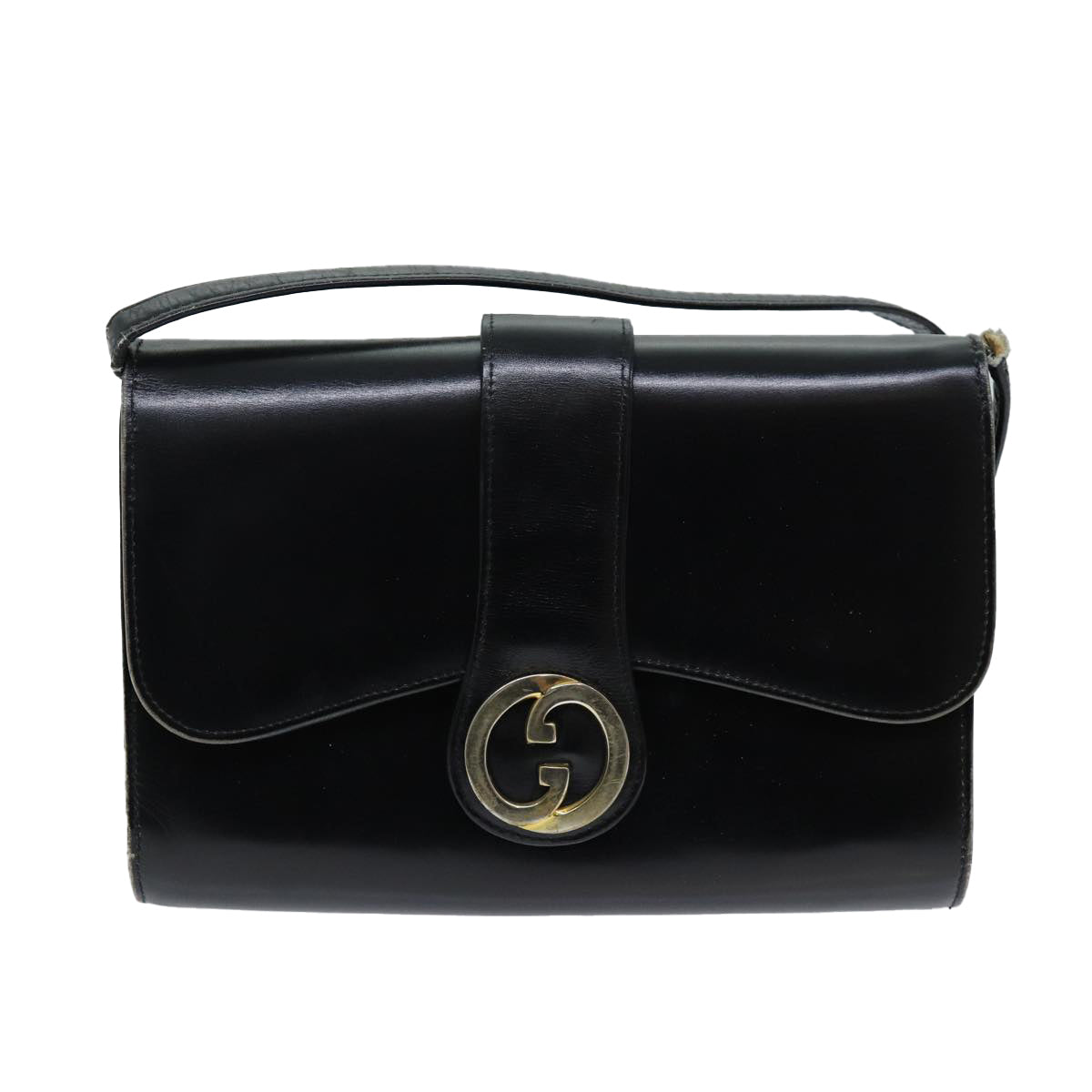 GUCCI Shoulder Bag Leather Black Auth ep4082