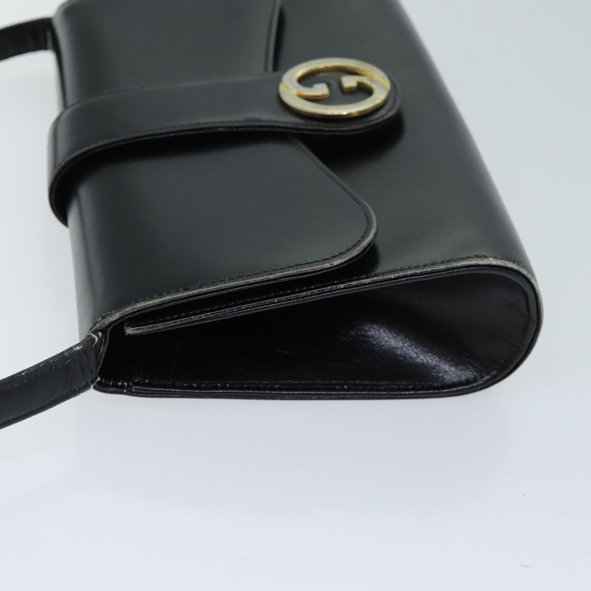 GUCCI Shoulder Bag Leather Black Auth ep4082