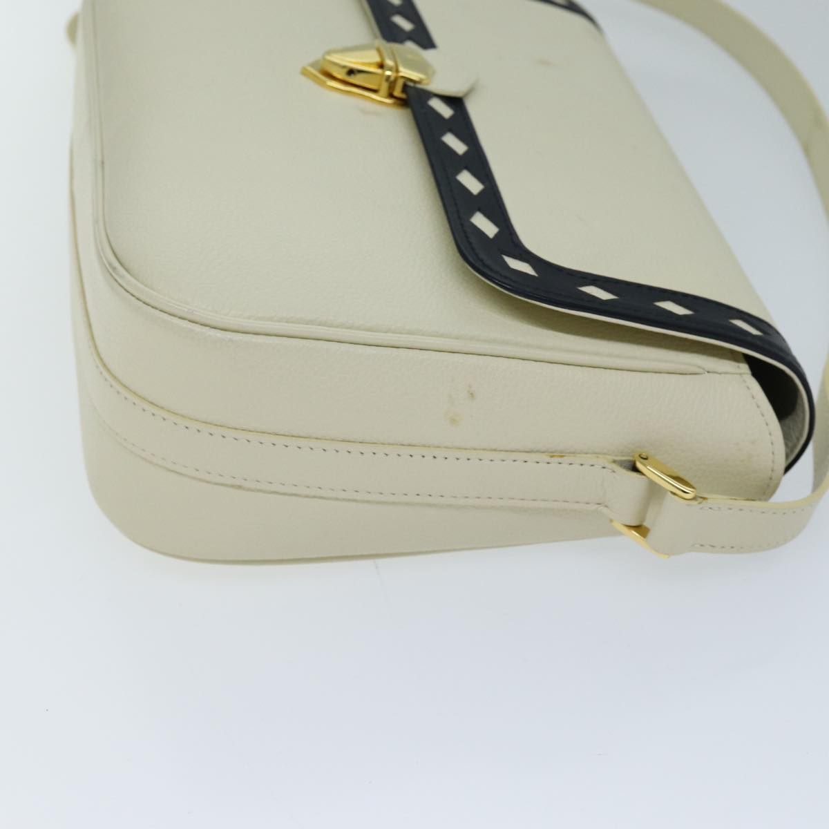 SAINT LAURENT Shoulder Bag Leather Beige Auth ep4085