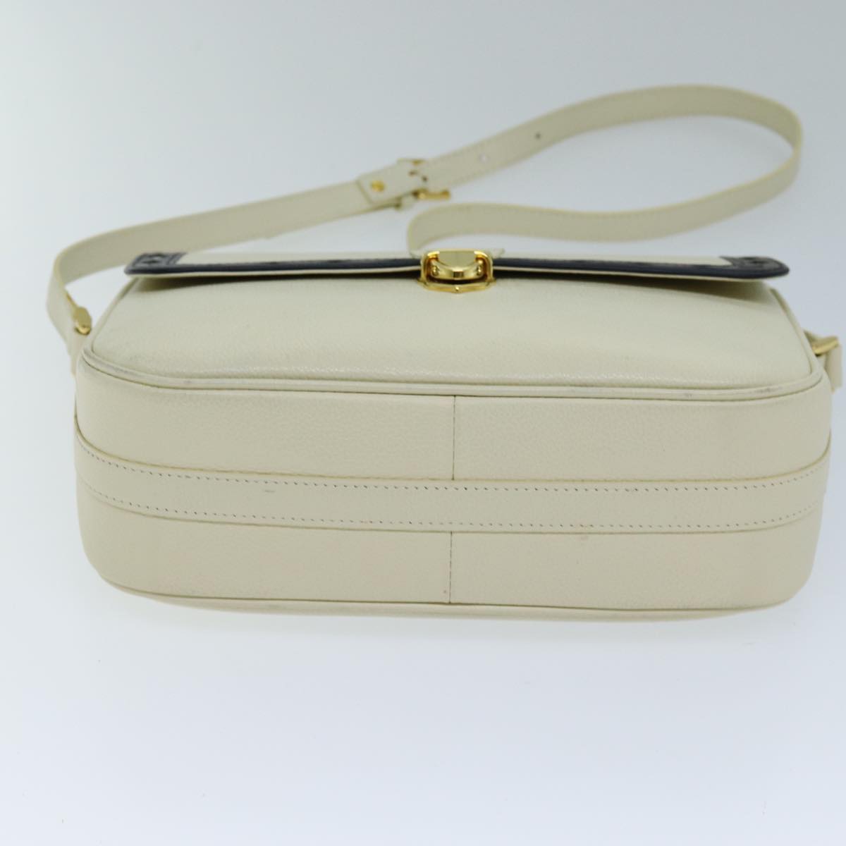 SAINT LAURENT Shoulder Bag Leather Beige Auth ep4085