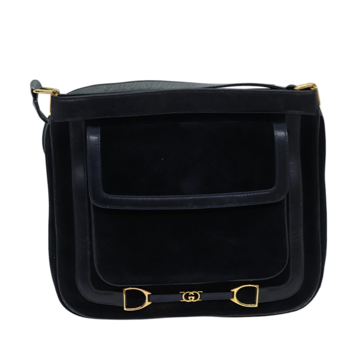 GUCCI Shoulder Bag Suede Navy Auth ep4087