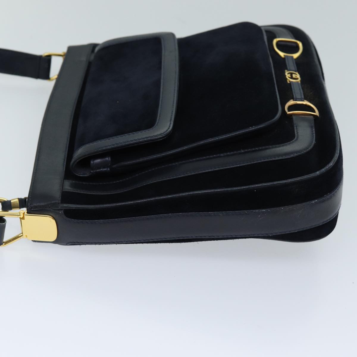 GUCCI Shoulder Bag Suede Navy Auth ep4087