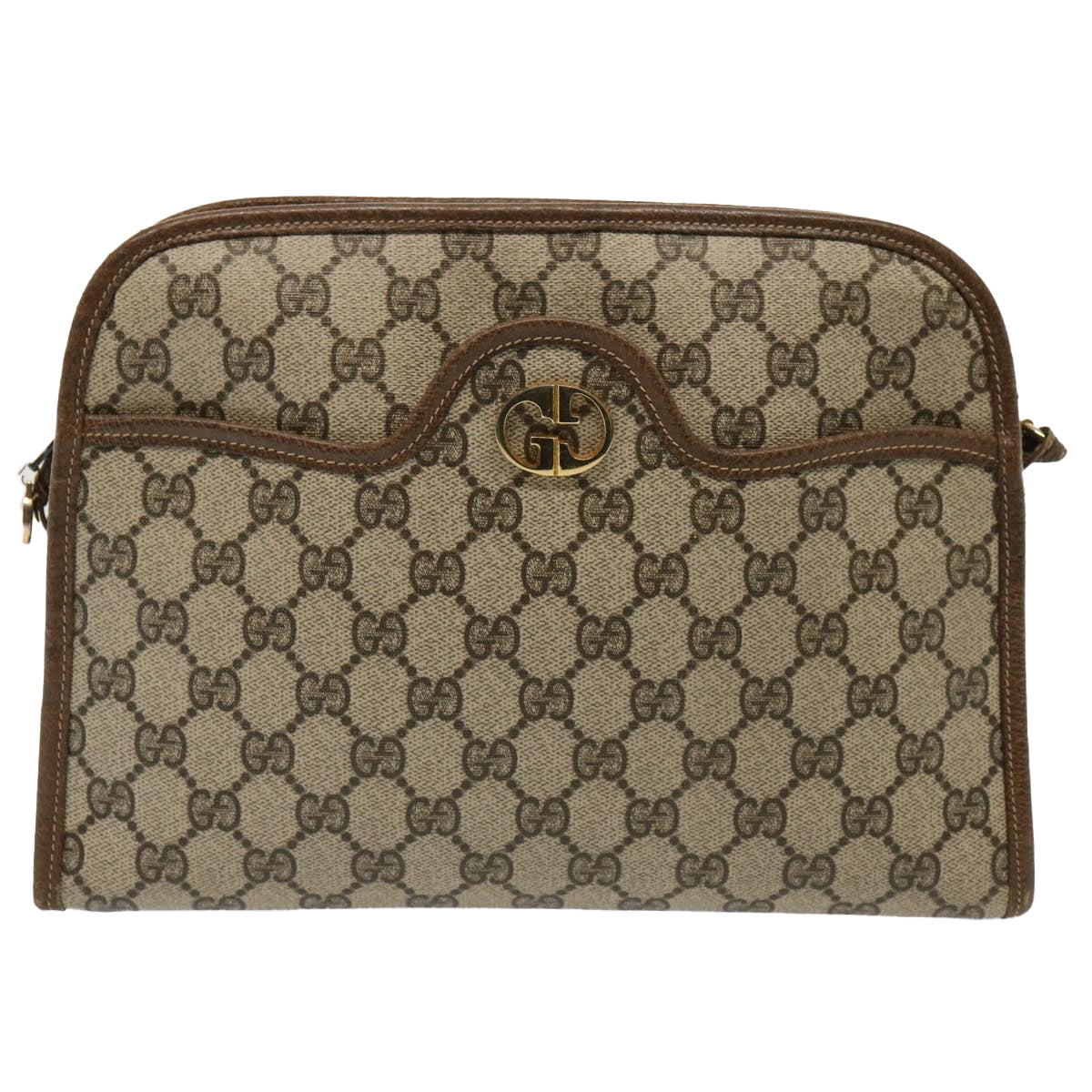 GUCCI GG Supreme Shoulder Bag PVC Beige Auth ep4090