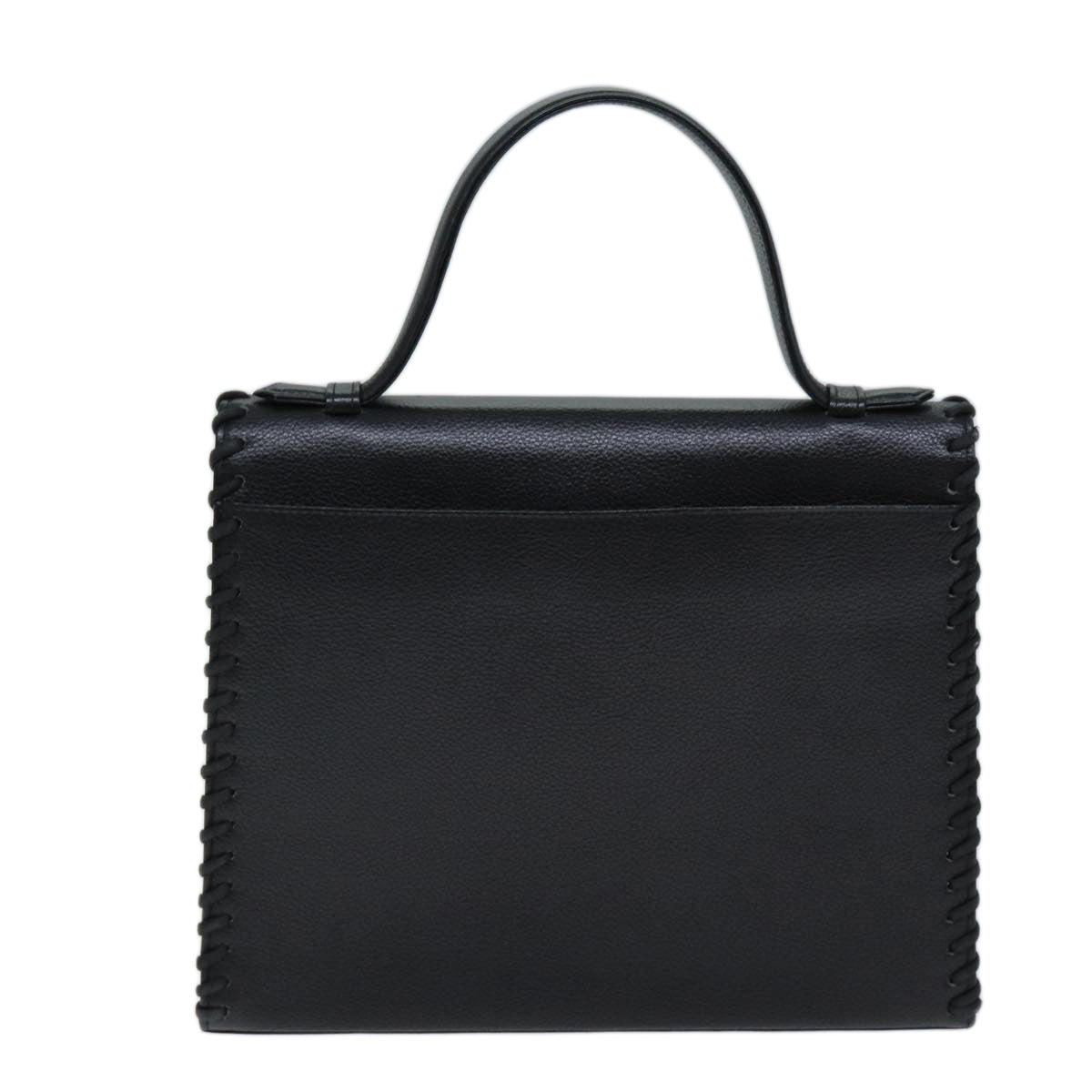 SAINT LAURENT Hand Bag Leather Black Auth ep4091