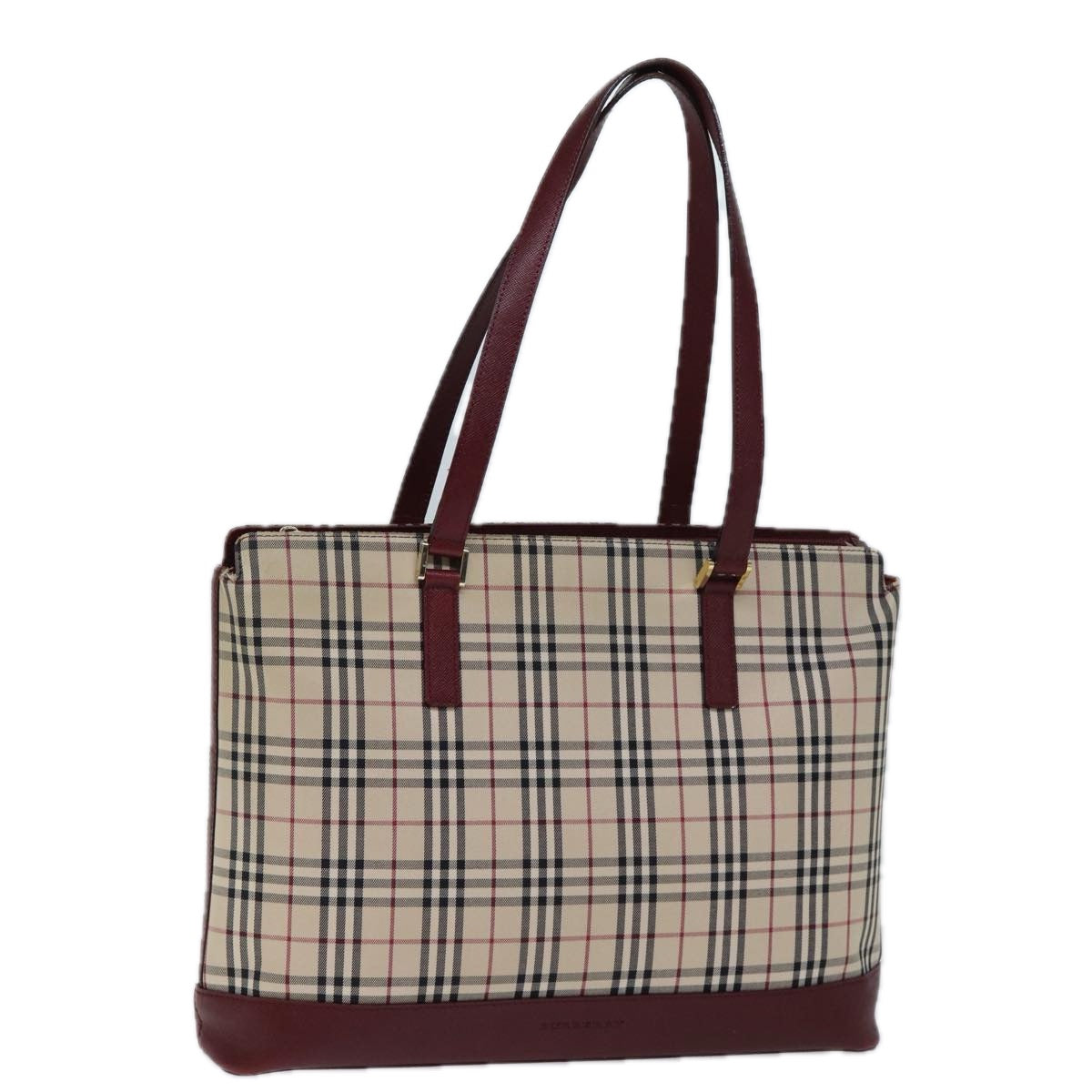 BURBERRY Nova Check Tote Bag Canvas Beige Auth ep4101