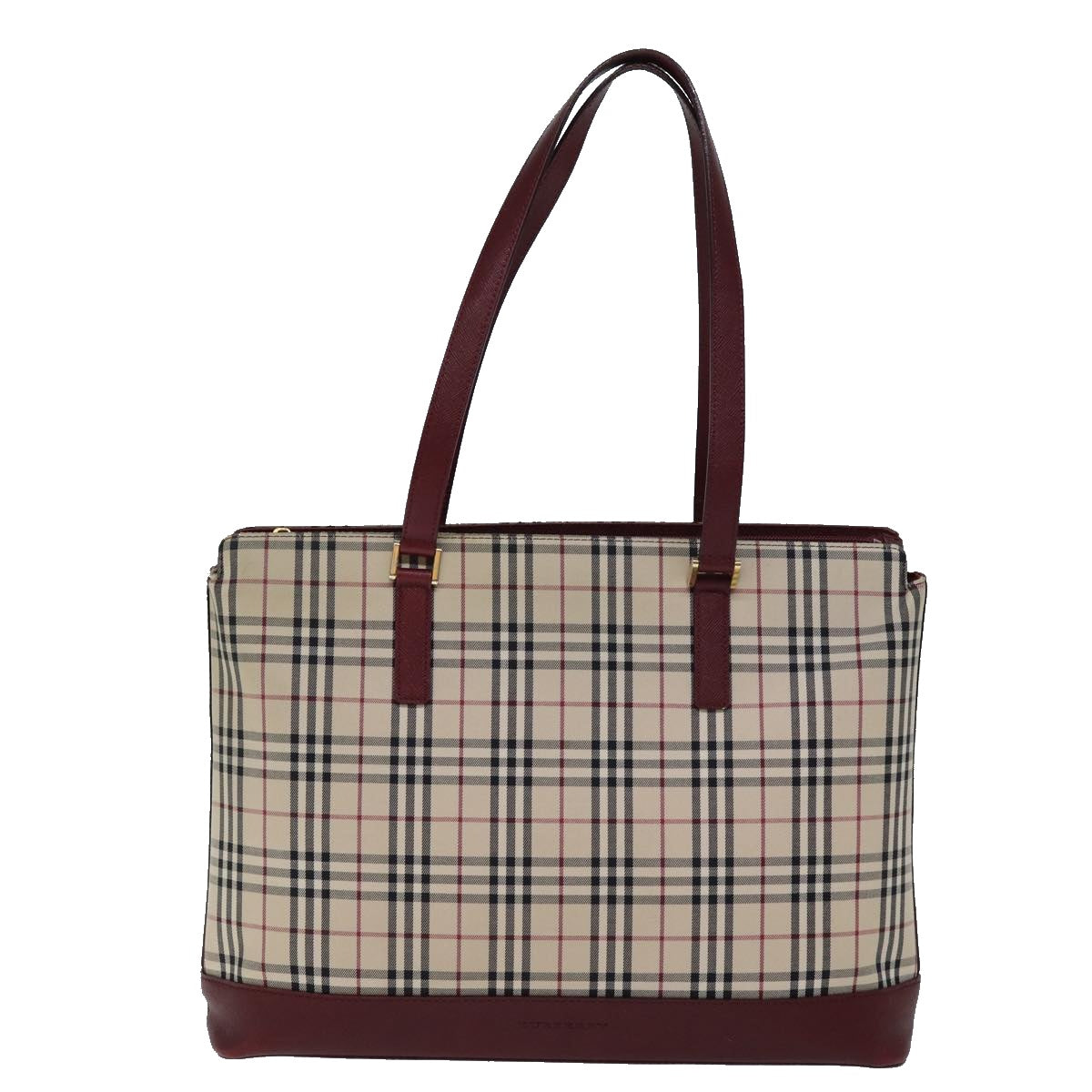 BURBERRY Nova Check Tote Bag Canvas Beige Auth ep4101