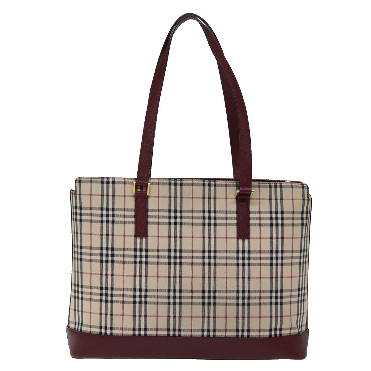 BURBERRY Nova Check Tote Bag Canvas Beige Auth ep4101