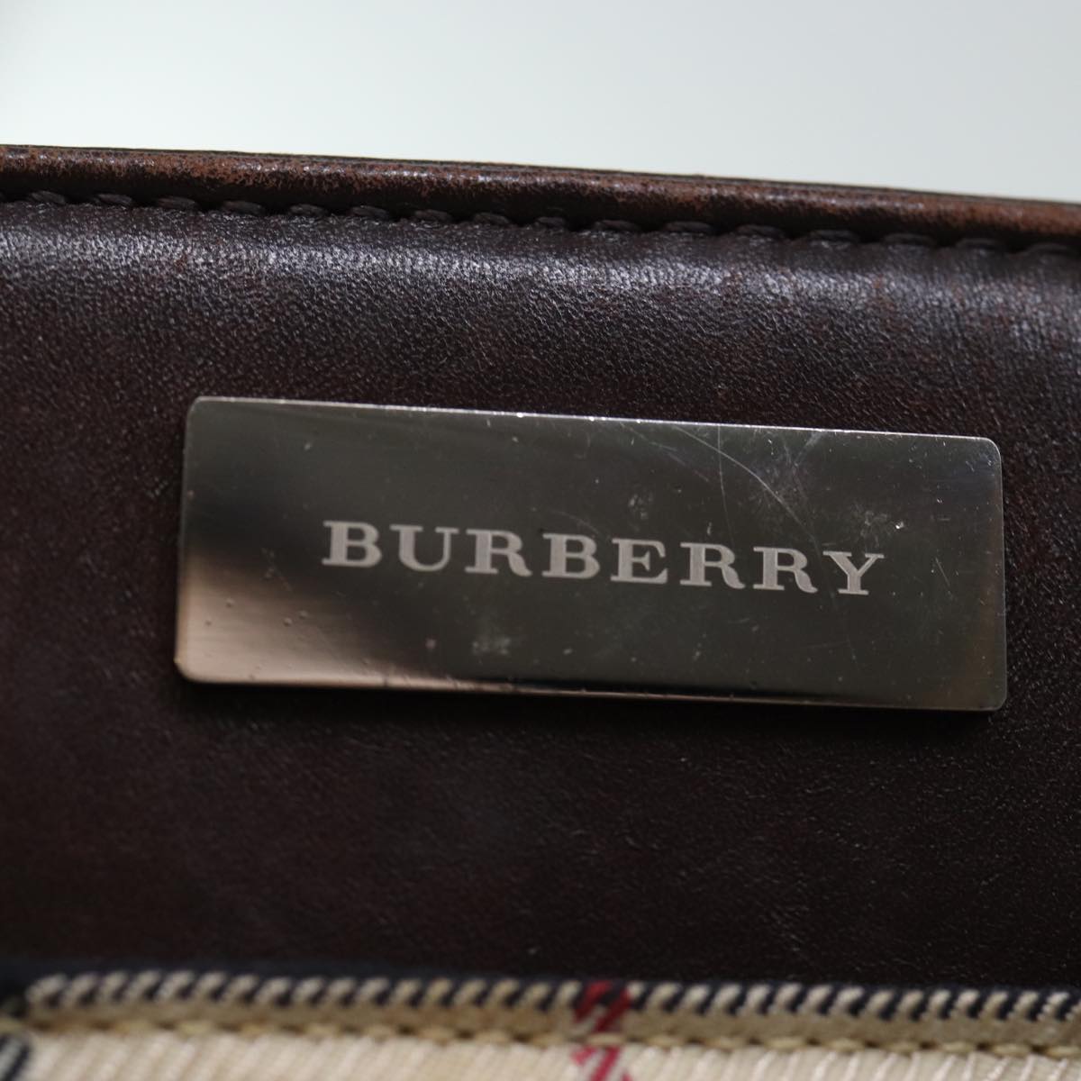 BURBERRY Nova Check Hand Bag Canvas Beige Auth ep4103