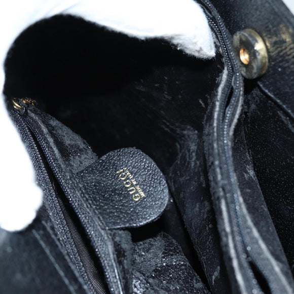 GUCCI Bamboo Hand Bag Leather Black 002 1095 0260 Auth ep4125