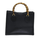 GUCCI Bamboo Hand Bag Leather Black 002 1095 0260 Auth ep4125-13