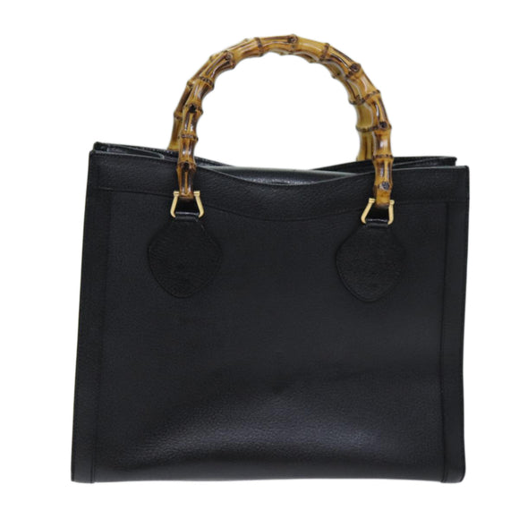 GUCCI Bamboo Hand Bag Leather Black 002 1095 0260 Auth ep4125