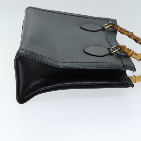 GUCCI Bamboo Hand Bag Leather Black 002 1095 0260 Auth ep4125
