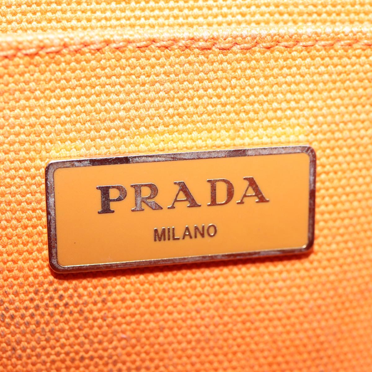 PRADA Canapa PM Hand Bag Canvas Orange Auth ep4144