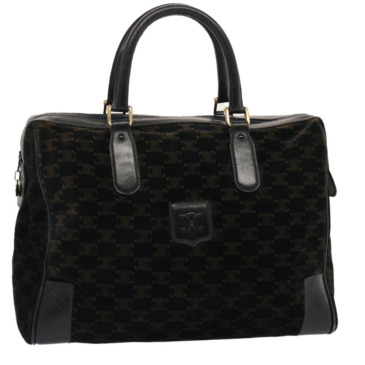 CELINE Macadam Canvas Boston Bag Black Auth ep4156