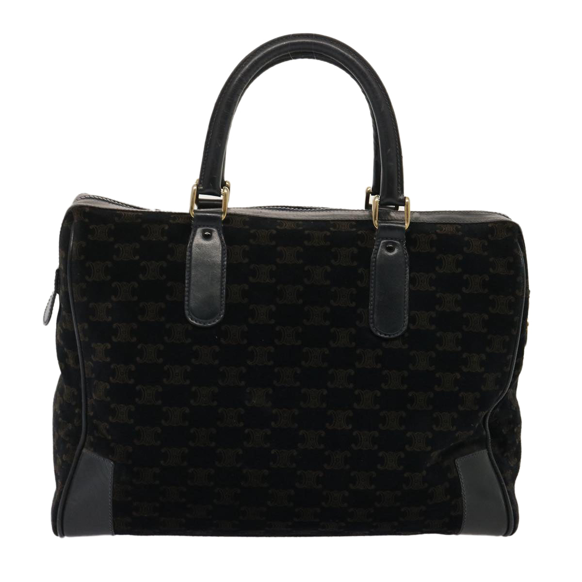 CELINE Macadam Canvas Boston Bag Black Auth ep4156