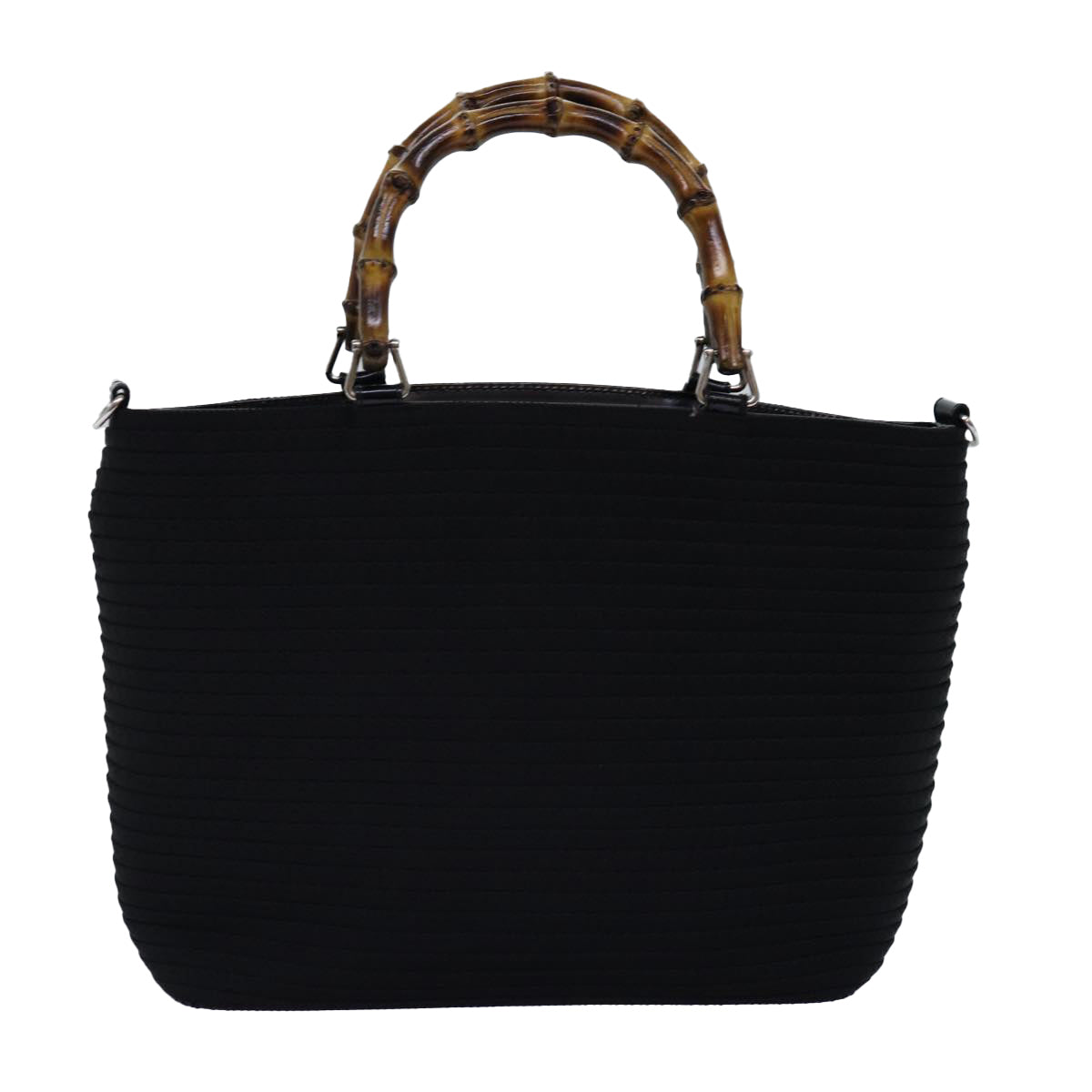 GUCCI Bamboo Hand Bag Canvas 2way Black 000 1998 0540 Auth ep4188