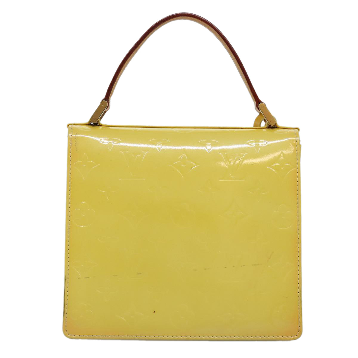 LOUIS VUITTON Monogram Vernis Spring Street Bag Lime Yellow M91068 Auth ep4194