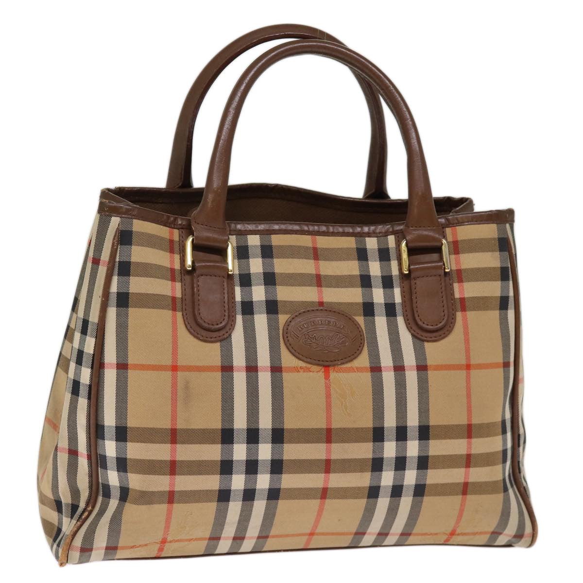 BURBERRY Nova Check Hand Bag Nylon Auth ep4200