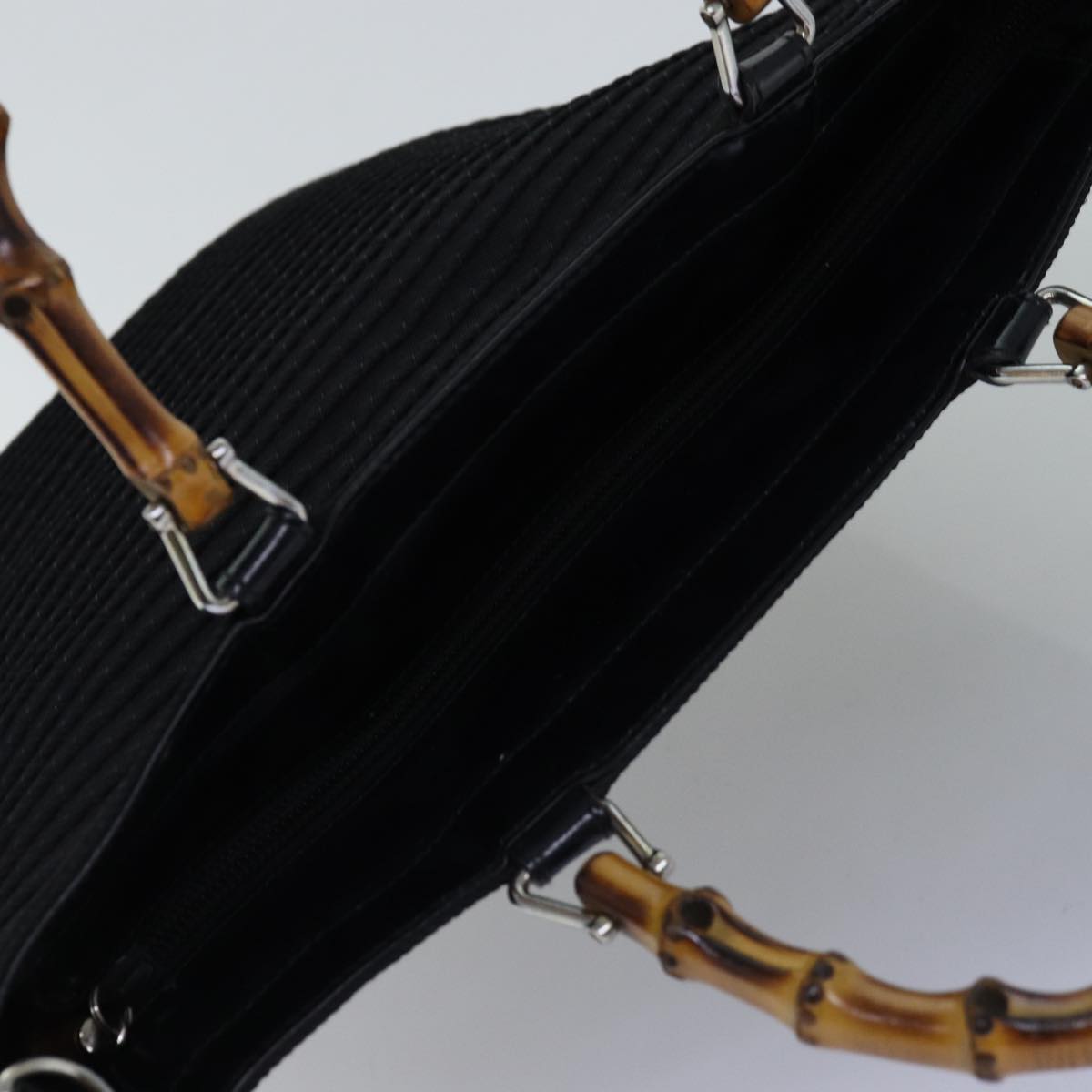 GUCCI Bamboo Hand Bag Canvas Black 002 1998 0441 Auth ep4202