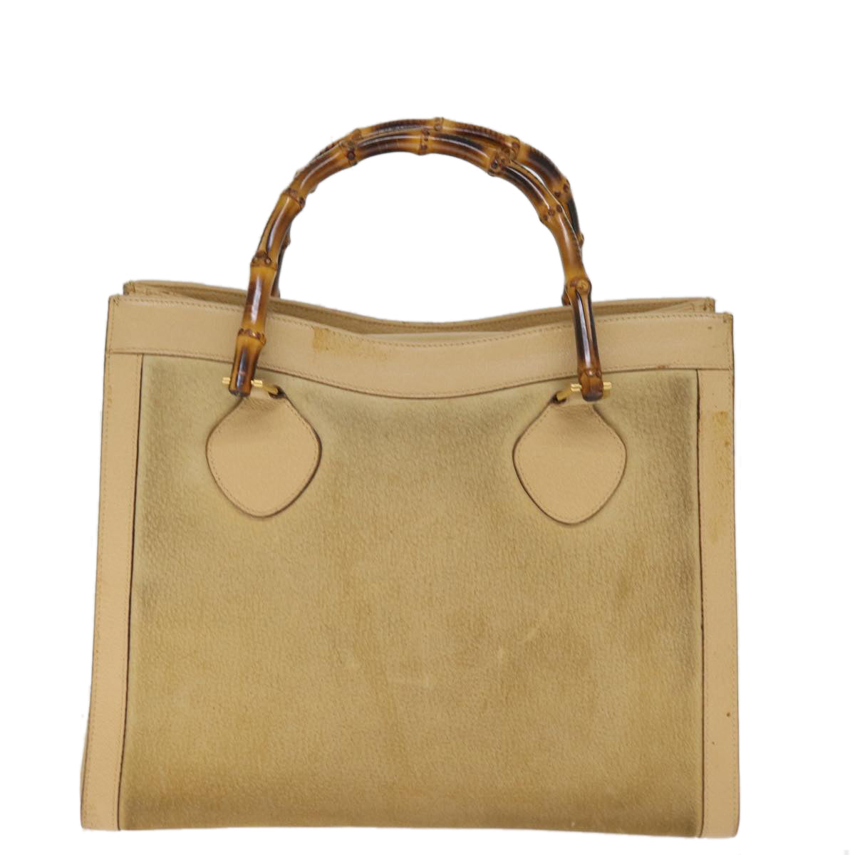 GUCCI Bamboo Hand Bag Suede Leather Beige 002 1186 0260 Auth ep4206 - 0