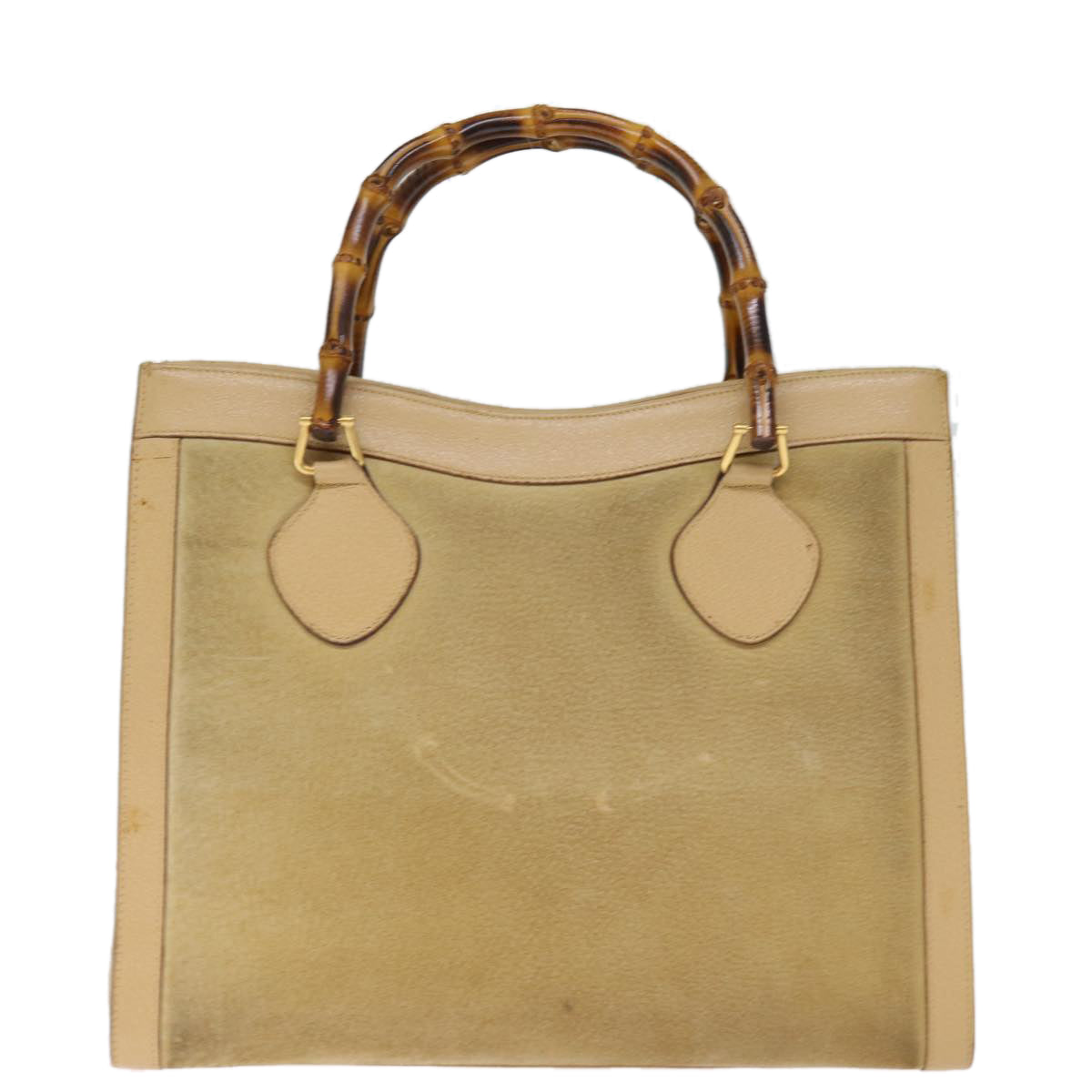 GUCCI Bamboo Hand Bag Suede Leather Beige 002 1186 0260 Auth ep4206