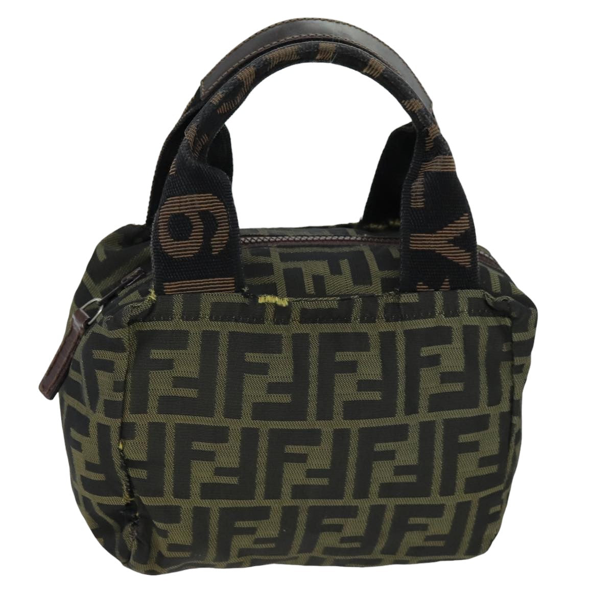 FENDI Zucca Canvas Hand Bag Black Brown Auth ep4208