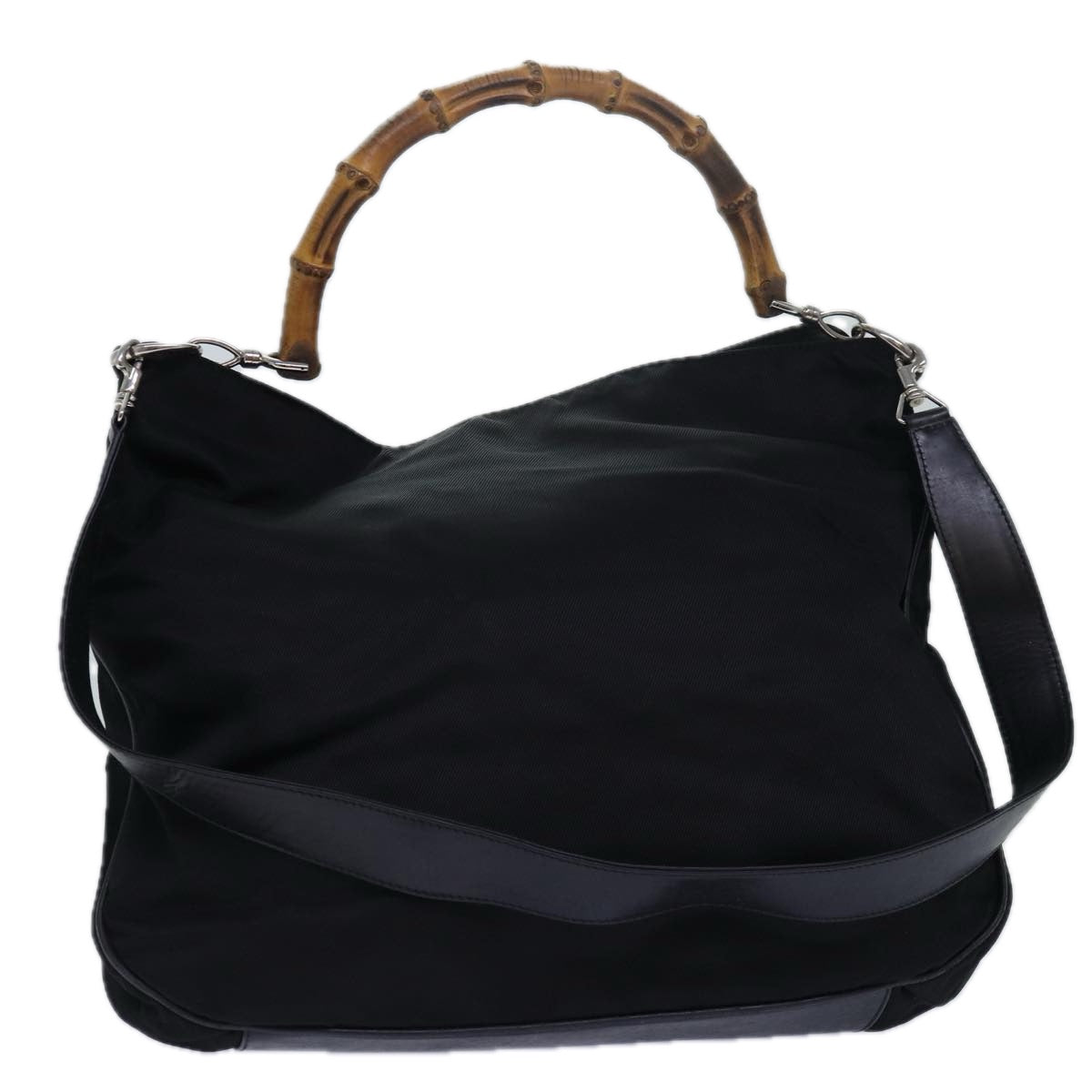 GUCCI Bamboo Hand Bag Nylon 2way Black Auth ep4212