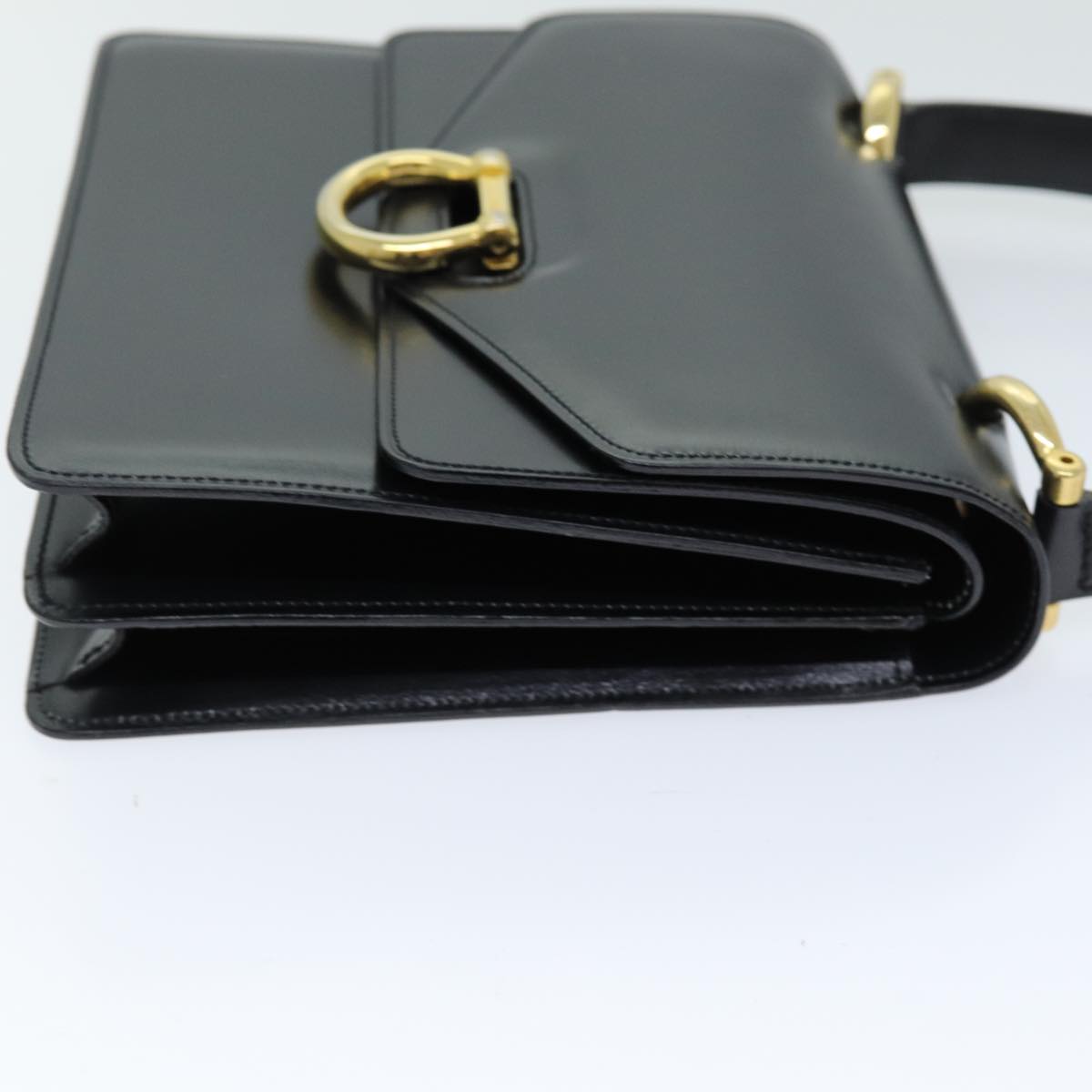 CELINE Hand Bag Leather Black Auth ep4220