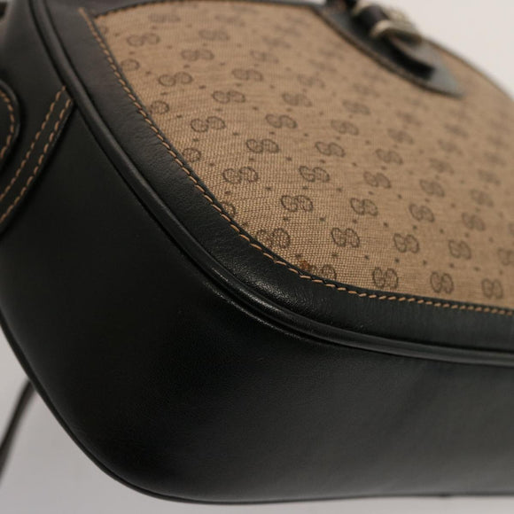 GUCCI Micro GG Canvas Shoulder Bag PVC Leather Beige Black Auth ep4221