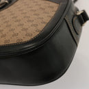 GUCCI Micro GG Canvas Shoulder Bag PVC Leather Beige Black Auth ep4221-11