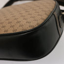 GUCCI Micro GG Canvas Shoulder Bag PVC Leather Beige Black Auth ep4221-13