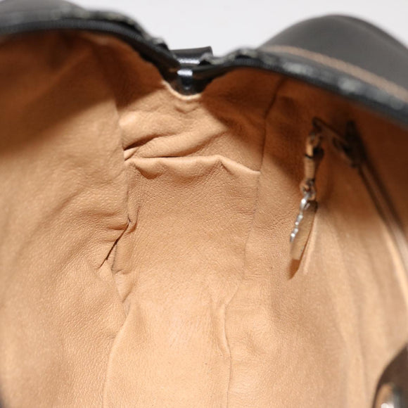 GUCCI Micro GG Canvas Shoulder Bag PVC Leather Beige Black Auth ep4221