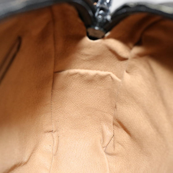 GUCCI Micro GG Canvas Shoulder Bag PVC Leather Beige Black Auth ep4221