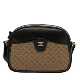 GUCCI Micro GG Canvas Shoulder Bag PVC Leather Beige Black Auth ep4221 - 0